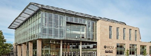 JPG image of VCU Cabell library main entrance and building during the day